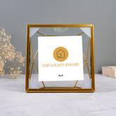 Gold Geometric Glass Photo Frame - Modern Design